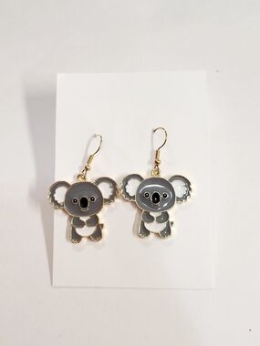 Gray Koala Dangle Earrings  - Cute Animal Earrings